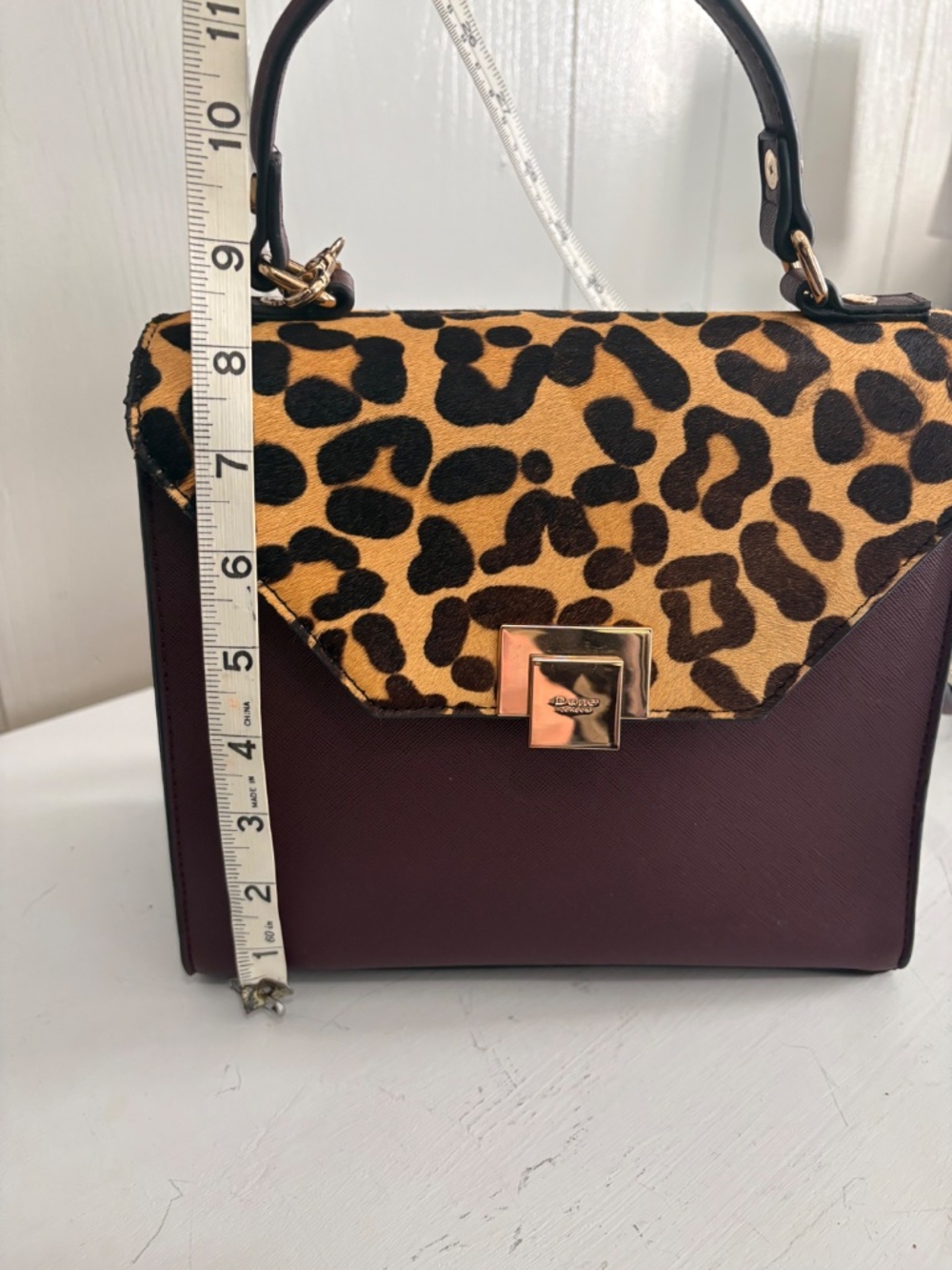 Dune London Leopard Flap Satchel Handbag - Brown & Tan - Picture 10 of 10